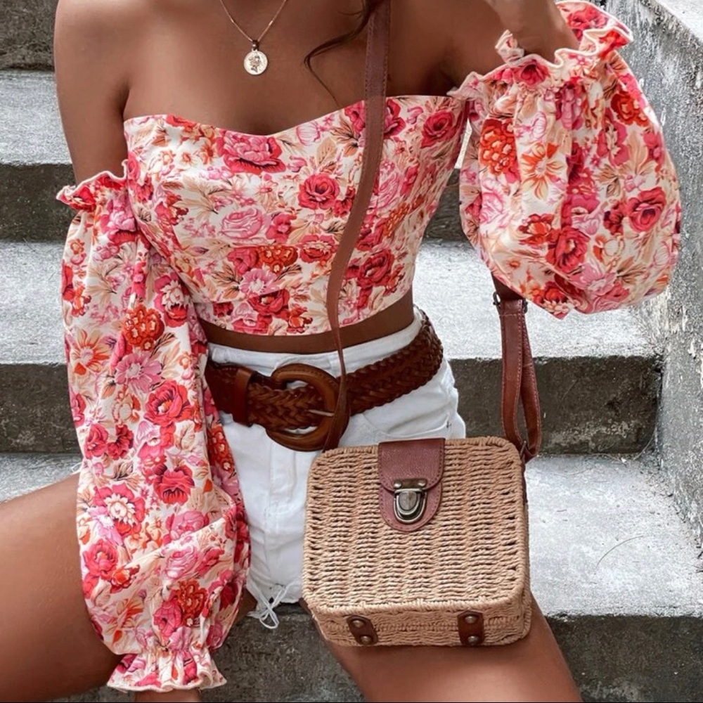 Off-shoulder crop top
